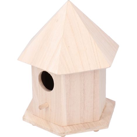 Nichoir en Bois avec Support pour Jardin et Terrasse - Mangeoire et Abri à Oiseaux Décoratif (1/5)