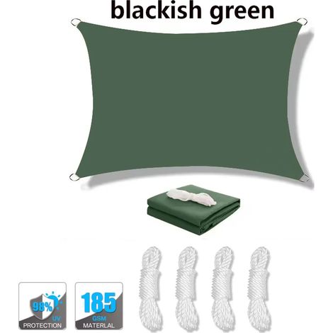 (Vert foncé, 200x300cm) Voile d'ombrage imperméable, protection UV à 95%, haute densité, respirante, convient aux patios, piscines, etc. (1/4)