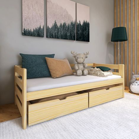 Letto 90x200 sommier e cassetti inclusi Erwan Legno