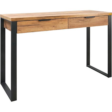 Console 2 tiroirs métal noir – Dimensions L. 118 x l. 39,5 x H. 80 cm – Design contemporain industriel – Meuble peu profond pour espaces étroits (1/5)