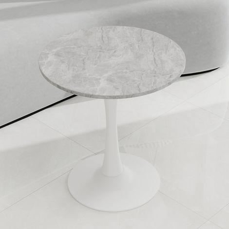 table salon repas ronde marbre gris blanc petite moderne OKMYHOME (1/5)