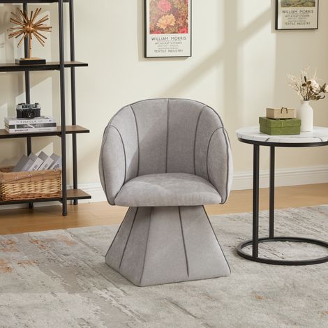 Fauteuil pivotant 56 x 54 x 74,5 cm gris en tissu chenille, dossier haut, MEUBLIV (1/5)