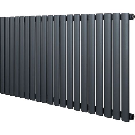 Oval Single Column Radiator - 600 x 1200mm - Anthracite Grey