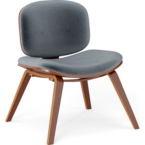 Chaise de Bureau Scandinave de Salon avec Cadre et Pieds en Bois, Chaise Rembourrée avec Dossier Incurvé, sans Accoudoirs, pour Salon, Gris Foncé (1/5)