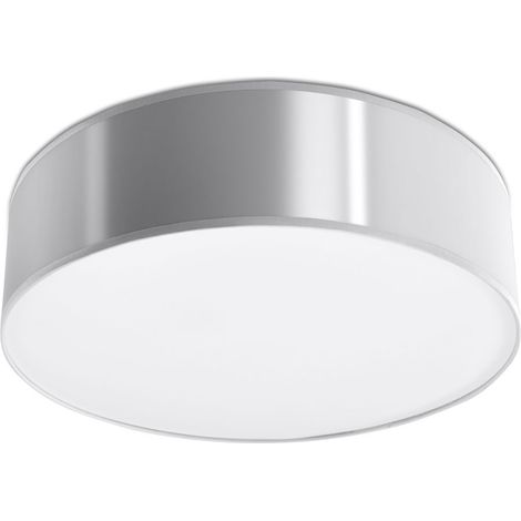 Plafonnier PVC acier lampes salon plafond gris plafonnier rond, plafonnier rond, 2x E27, LxPxH: 35x35x12 cm (1/5)