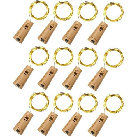 12 pièces LED Bouteille Guirlande Lumineuse Blanc Chaud, 2m 20 LED Lampes de Bouteille Lumière Fil en Cuivre Décoration pour Halloween, Noël, Partie, Mariage, Jardin (1/5)