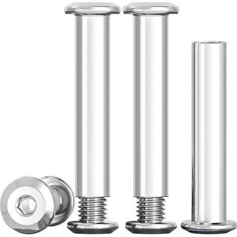 Lot de 10 vis de connexion M6 x 35 mm - Vis à douille en acier inoxydable A2 V2A - Connecteur d'armoire M6 - Pour meubles, armoires, planches en bois (10 vis de meubles, 10 écrous douilles) (1/5)