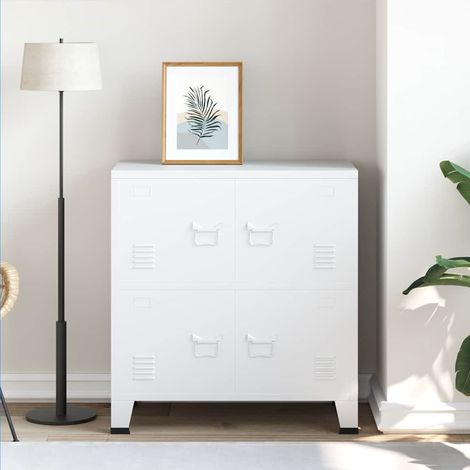 Classeur industriel Meuble de Rangement - Armoire De Bureau Blanc 75x40x80 cm Acier BV780202 - BonneVie (1/5)