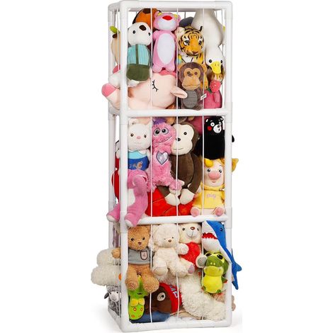 Organisateur de rangement pour peluches, blanc, grand porte-jouets en PVC avec élastique, gain de place pour la salle de jeux (1/5)