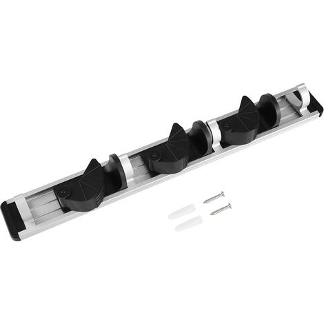 Support mural pour vadrouille et balai, organisateur de rangement d'outils, usage domestique, 3 positions, 4 crochets