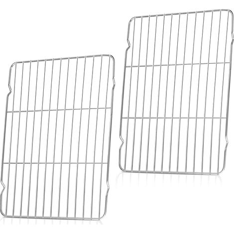 Kühlrost, 2er-Set Edelstahl-Drahtroste zum Backen, Braten und Abkühlen, 34 x 23,9 cm. Geeignet für Kuchen, Fleisch, Brot, Backzubehör, Grillen und Trocknen.