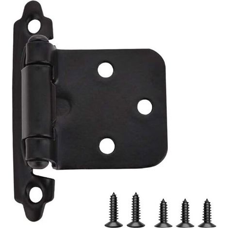 royaluxe -Charnières de porte d'armoire couvertes de 1/2 pouce (environ 1,3 cm), noires, paquet de 20 10 paires de charnières d'armoire de cuisine encastrées à fermeture automatique (1/4)