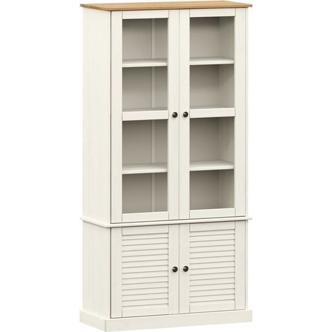 Vitrine en verre VIGO blanc 85x35x170 cm bois massif de pin (1/5)