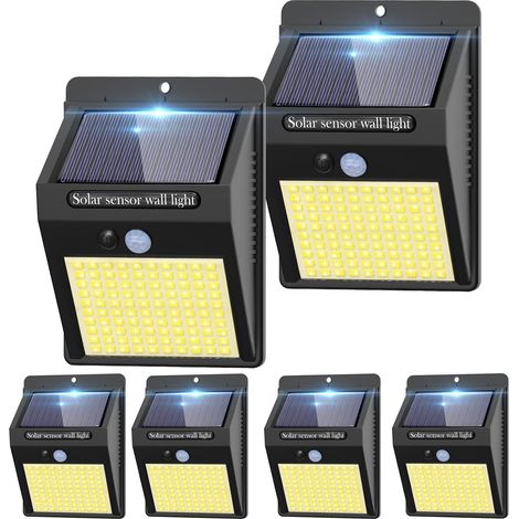 6er-Pack Solar-Bewegungsmelder für den Außenbereich – 3 Modi / 100 LEDs – Kabellose Sicherheitsbeleuchtung – IP65 wasserdicht – Wandmontage für Haustür und Garage (1/4)