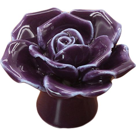 Bouton de porte en céramique rose, poignée de tiroir et armoire pour meubles, violet (1/2)