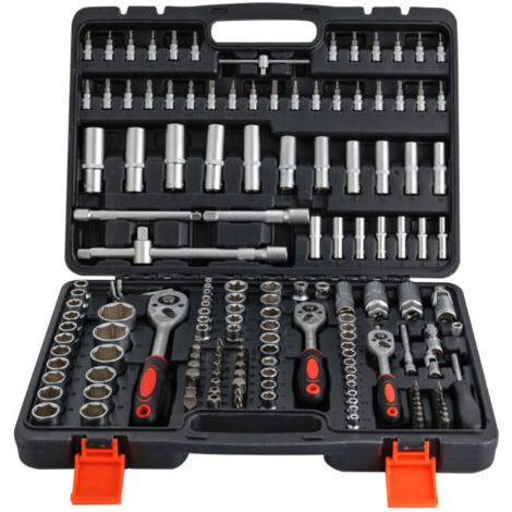 Coffret multi-outils 172 pièces – Douilles 1/4', 3/8' et 1/2' – Clé à cliquet rapide – Rallonges et accessoires inclus (1/5)