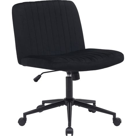 Silla de oficina contemporánea con costuras verticales en terciopelo negro regulable en altura y giratoria 360 grados 100007035 (1/2)