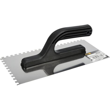 Edelstahl-Glättekelle 270x125 mm mit 6x6 mm Zahnung
