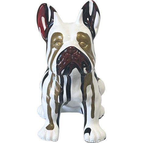 Statue en céramique bouledogue Français assis blanc (1/3)