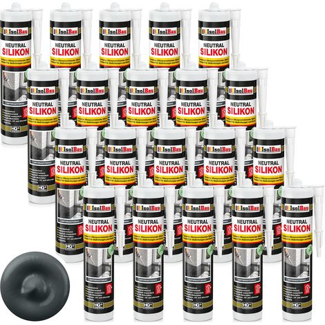 IsolBau Silicone neutre anthracite Neutralsilikon 20 x 300ml (1/5)