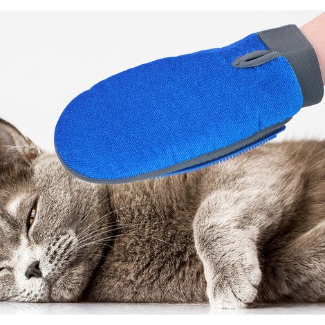 Guanto in Microfibra con Spazzola Silicone Rimuovi Peli per Pulizia Cani e Gatti (1/5)