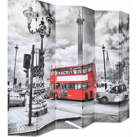 Paravent Cloison de séparation, Pour Jardin, Balcon, Terrasse 228 x 170 cm Bus londonien Noir et blanc OIB8710E (1/5)