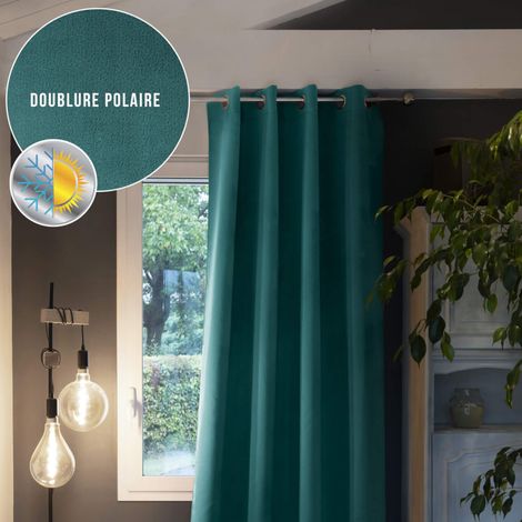 Terre De Nuit – Rideau occultant thermique 180x260 cm – 100% polyester – Grammage 210 gr/m² – Doublure isolante pour économies d'énergie (1/2)
