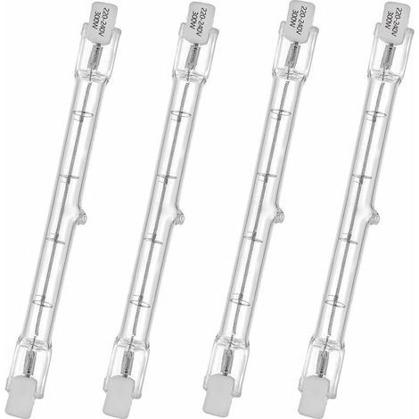 Tube halogène HaloLine, base R7S, lampe tube halogène T3, 230V, 300 watts, 118 mm, blanc chaud - 2800K (4 pièces).. (1/5)