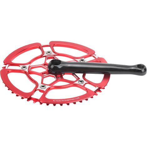 170-mm-Fahrradkurbelgarnitur aus Aluminiumlegierung, 53 Zähne, Singlespeed-Kurbelarm, Kettenblatt, Zubehör, Rot (1/5)