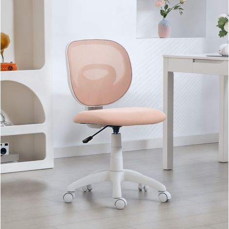 Sedia da ufficio in plastica rosa con schienale in rete a C, girevole 360°, altezza regolabile 43-51 cm, 53x59,5x81-89 cm (1/5)