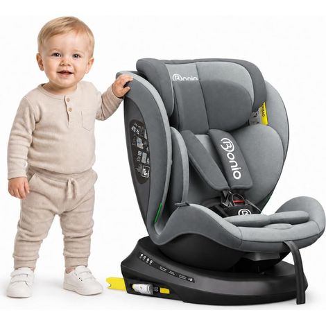 Bonio Isofix i-Size 360° Swivel Car Seat 40-150 cm, 0-36 kg (Grey) (1/5)