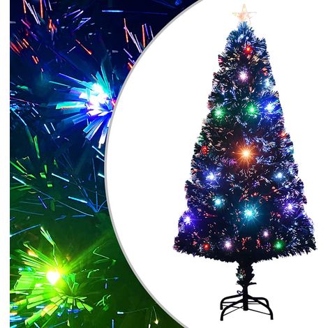 Sapin de Noël Artificiel Lumineux Pré-Éclairé 120 cm Fibre Optique et LED avec Support Vert - PANGIVO (1/5)