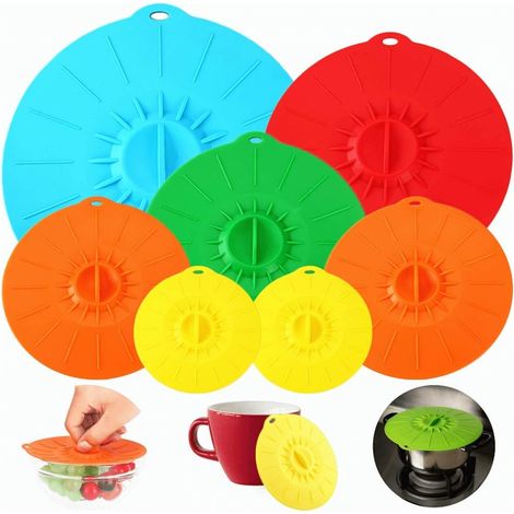 Couvercle Silicone - Résistant Chaleur -40 °C à 250 °C - Pour Micro-ondes et Réfrigérateur - Universel pour Bols Assiettes Tasses - Lot de 5 (1/5)