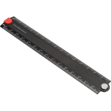 Klapplineal aus Aluminiumlegierung, 0–300 mm, einfach, 90° faltbar, Metall-Papierlineal (1/5)