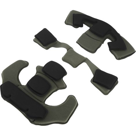 Kit de rembourrage de casque universel pour moto, scooter, vélo, vélo : 3 coussinets en mousse à mémoire de forme, doublure en éponge de protection, vert olive. (1/5)