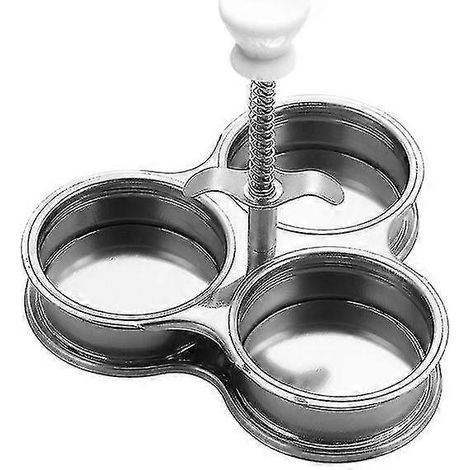 Moule à œufs vapeur à trois compartiments en acier inoxydable, cuiseur à œufs (1 pièce, argent) (1/2)