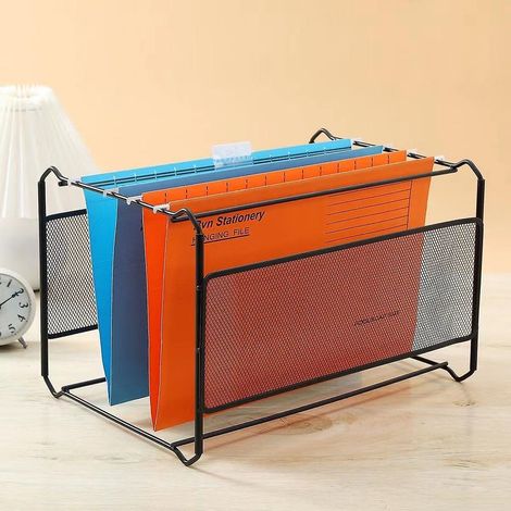 Boîte de classement suspendue en métal, porte-documents en maille de fer, support pour dossiers suspendus format A4, rangement de bureau pour documents, structure en maille métallique (1/4)