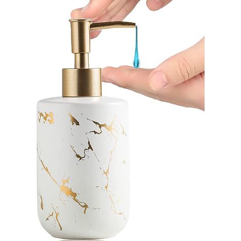 Distributeur De Savon - Céramique Texture Marbre - 300 ml - Pour Salle De Bain - 1 Pièce (1/5)