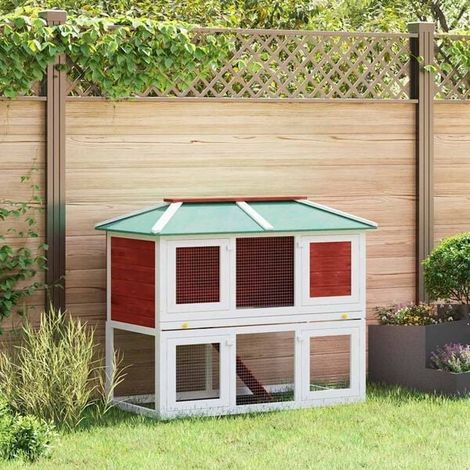 Cage double pour animaux de compagnie, acajou