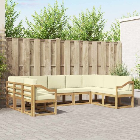 vidaXL Outdoor-Sofagarnitur mit Kissen 9 pcs Weiß und Creme (1/5)