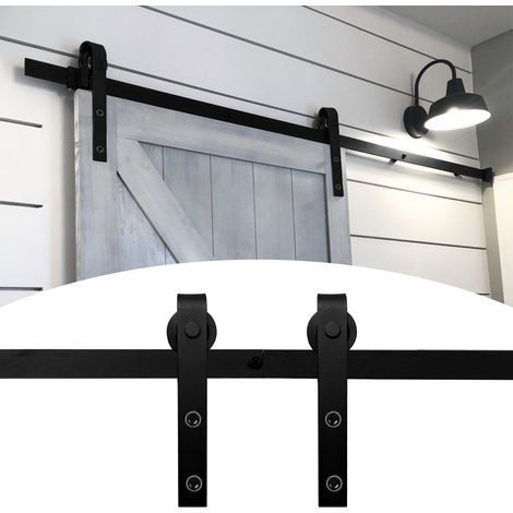 Randaco Pista para Puerta de Granero Herrajes para Puerta Corredera Sistema de Puerta de Granero para Puerta Corredera Perforación Acero al Carbono 244cm