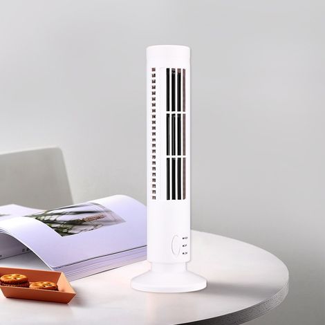 Ventilateur colonne tour USB blanc, ventilateur de bureau compact 5V 2,5W, 2 vitesses, alimentation USB (1/5)