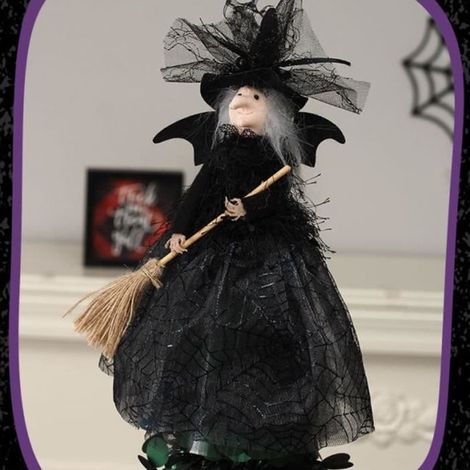 Poupée de sorcière - Dilwe - Halloween - Jupe en toile d'araignée - Élégante - Décoration de fête (1/4)
