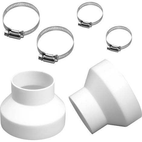 2 Pièces Tuyau pour Hotte Raccord PVC 100, Convient aux Diamètres de 100 mm À 80 mm Réducteur Rond Universel pour Systèmes de Ventilation, pour Système de Ventilation (1) (1/5)