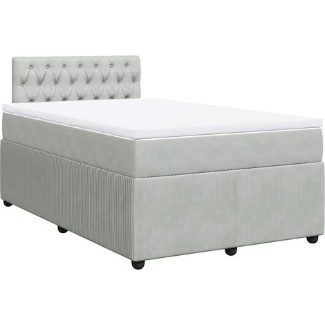 Cama box spring con colchón terciopelo gris claro 120x200 cm vidaXL (1/5)