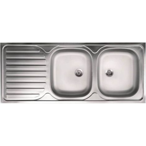 LAVELLO INOX APPOGGIO 120X50CM 2 VASCHE CON GOCCIO