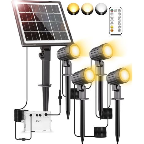 1 Projecteur Solaire, Batterie 5000mAh, 3 Températures Couleur, IP66 Étanche, Pour Jardin Arbres (1/5)