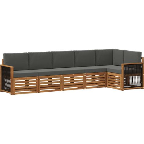 Set di divani da esterno 5 pz Naturale e Antracite vidaXL (1/5)