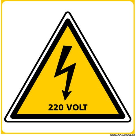 PANNEAU DANGER ELECTRIQUE 220VOLT (C1391) - Adhésif - 125 x 125 mm