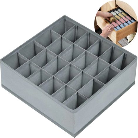 Caja de almacenamiento de tela para ropa interior, organizador de cajones para calcetines y ropa interior con separadores, caja de almacenamiento grande para el hogar. (1/5)